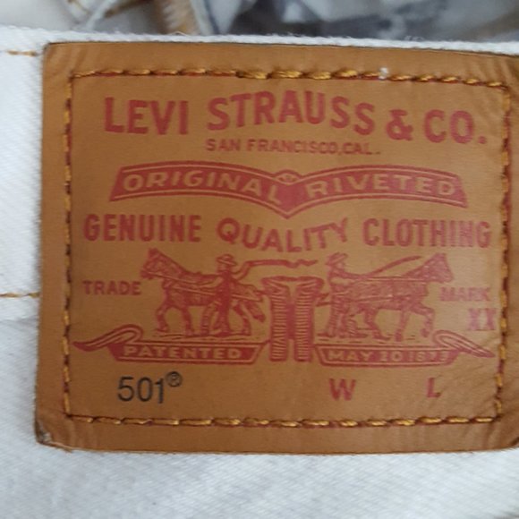 Levi's White Distressed Ripped High Rise 501 Shorts - Picture 5 of 6